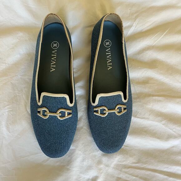 ✖️SOLD✖️Vivaia Knitted Blue Round-Toe Patterned Loafers - Picture 10 of 13